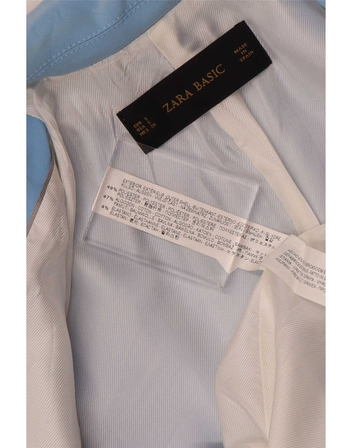 Zara Womens 1 Button Blazer Jacket UK 10 Small Blue Polyester