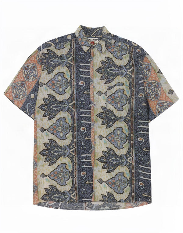 Fieldwork Mens Short Sleeve Shirt Medium Blue Paisley Cotton