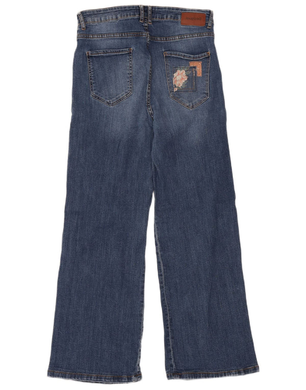 Desigual Womens High Waist Wide Leg Jeans EU 30 XL W30 L29 Blue Patchwork