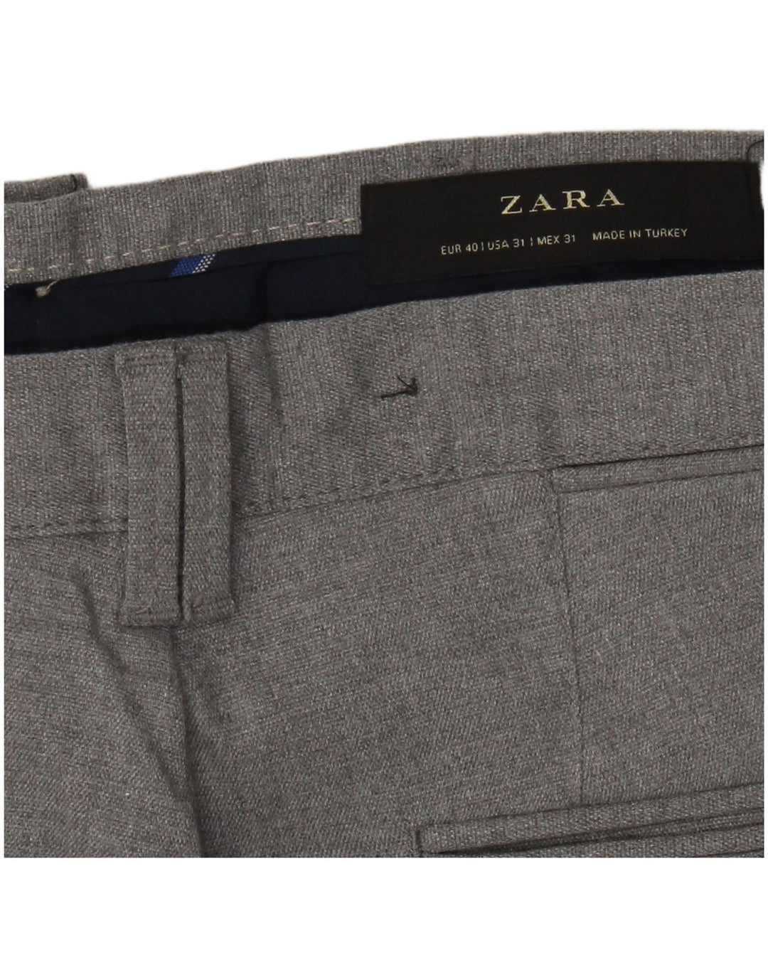 Zara Mens Slim Chino Trousers EU 40 Medium W31 L28 Grey