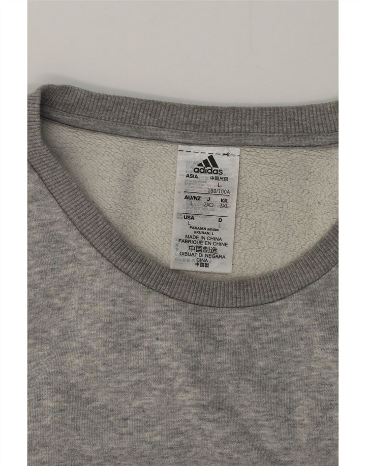 Adidas Mens Sweatshirt Jumper Large Grey Flecked Cotton