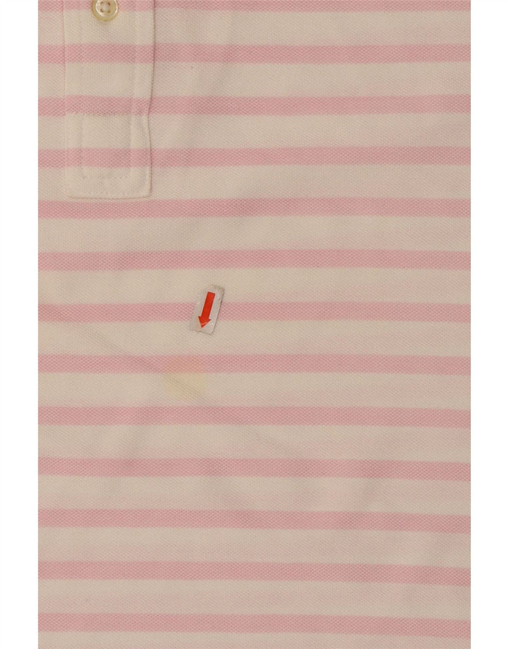 RALPH LAUREN Mens Knit Oxford Polo Shirt Medium Pink Striped Cotton