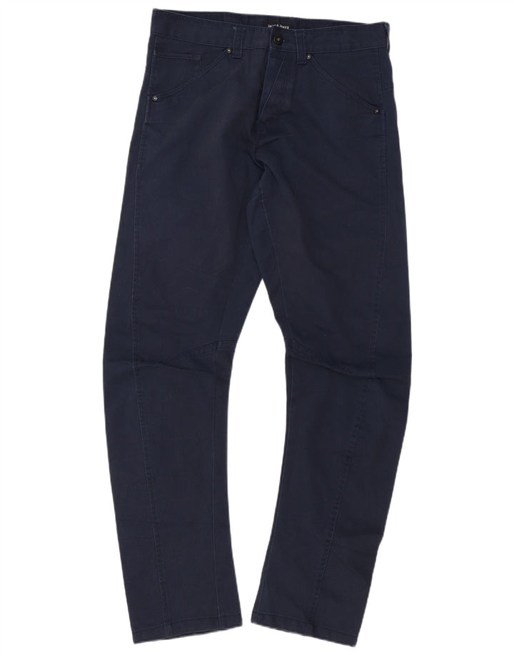 JACK & JONES Mens Banana Straight Casual Trousers W32 L32 Navy Blue Cotton