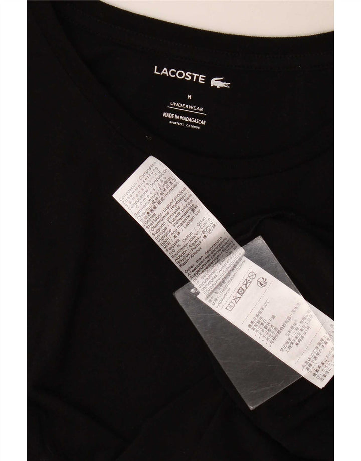 Lacoste Womens T-Shirt Top UK 14 Medium Black Cotton