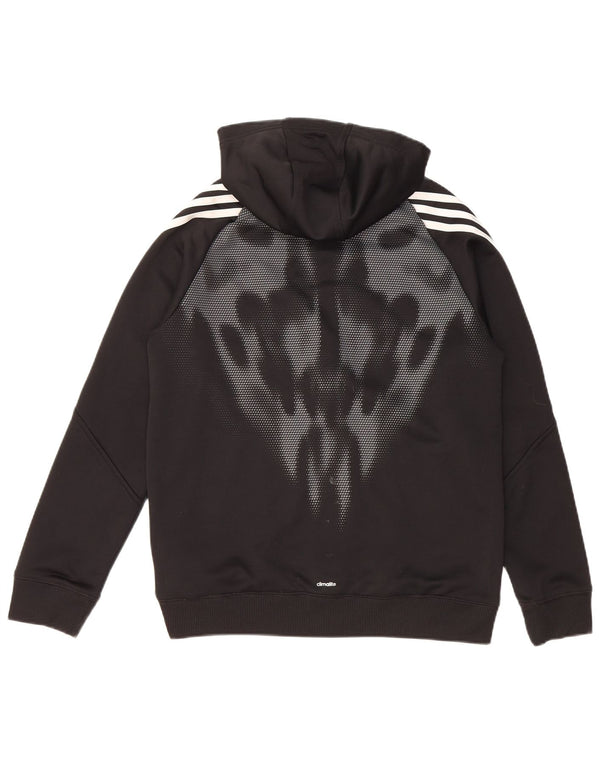 ADIDAS Boys F50 Graphic Zip Hoodie Sweater 13-14 Years Black Polyester