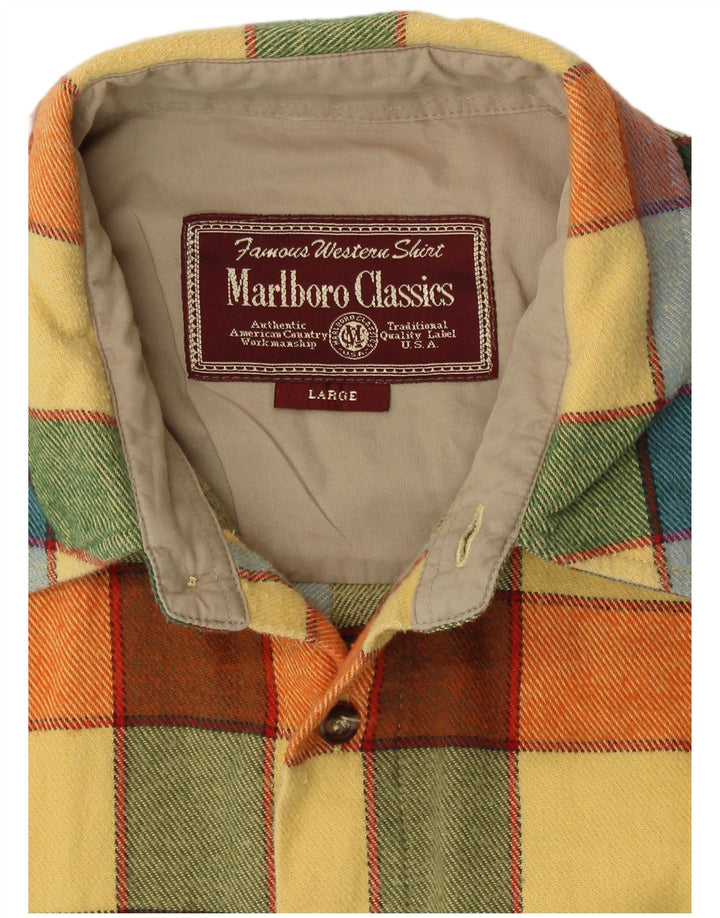 Marlboro Classics Mens Flannel Shirt Large Yellow Check