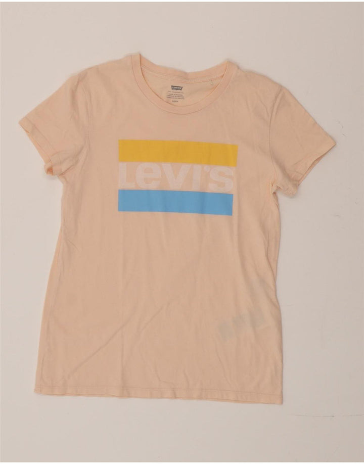 Levi's Womens Graphic T-Shirt Top UK 10 Small Pink Cotton