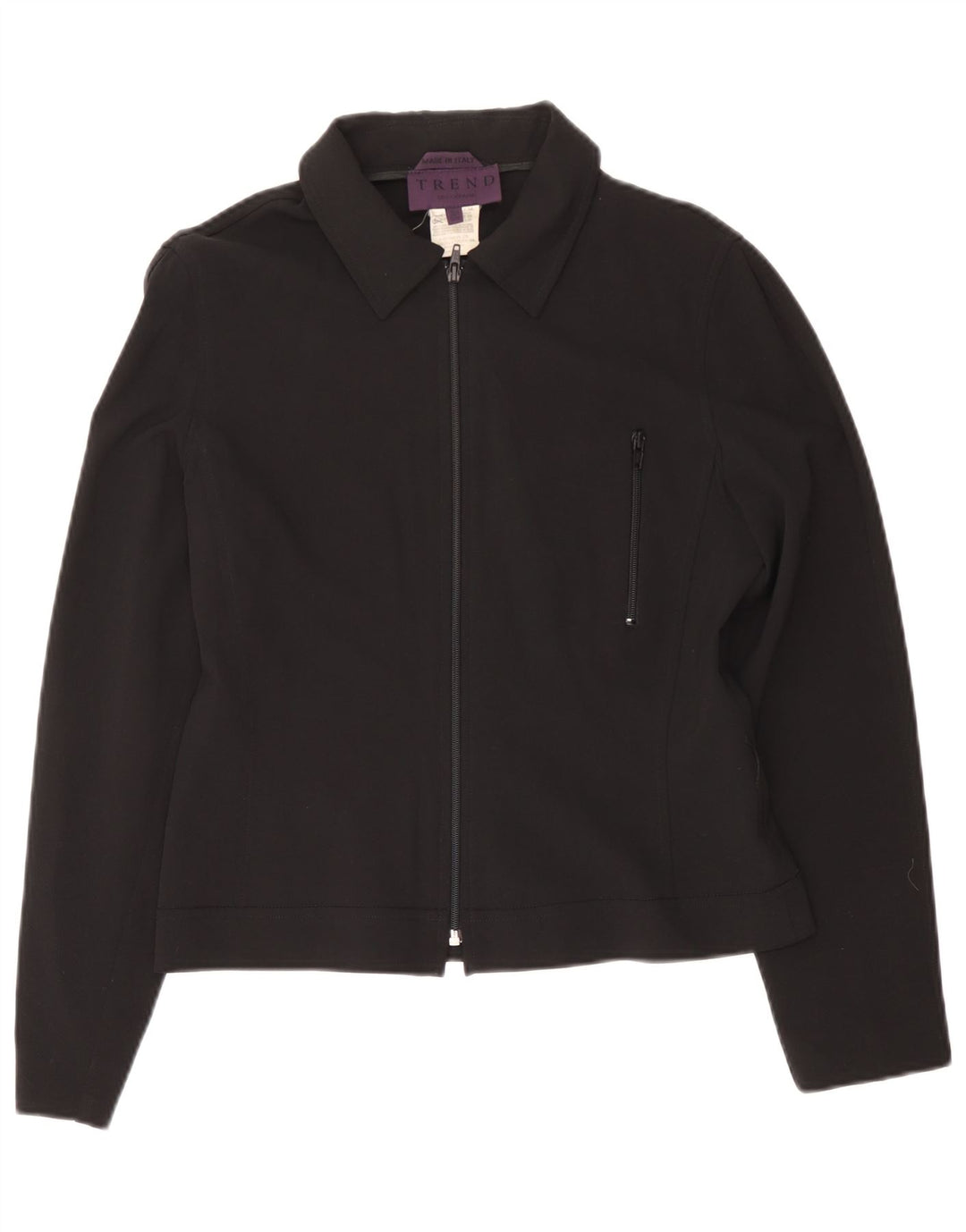 Trend Womens Bomber Jacket IT 44 Medium Navy Blue Viscose