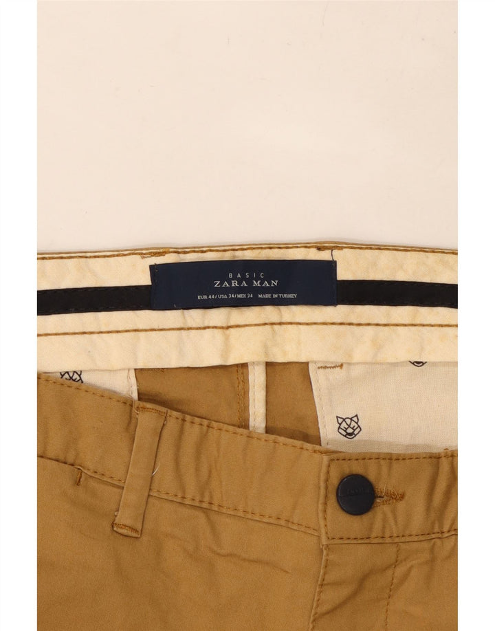 ZARA Mens Straight Chino Trousers EU 44 Large W34 L32 Beige