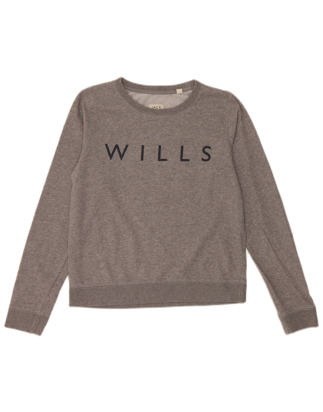 JACK WILLS Womens Graphic Sweatshirt Jumper UK 10 Small Grey Cotton