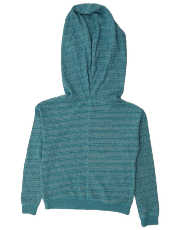 Roxy Womens Oversized Hoodie Jumper UK 6 XS Blue Striped Cotton
