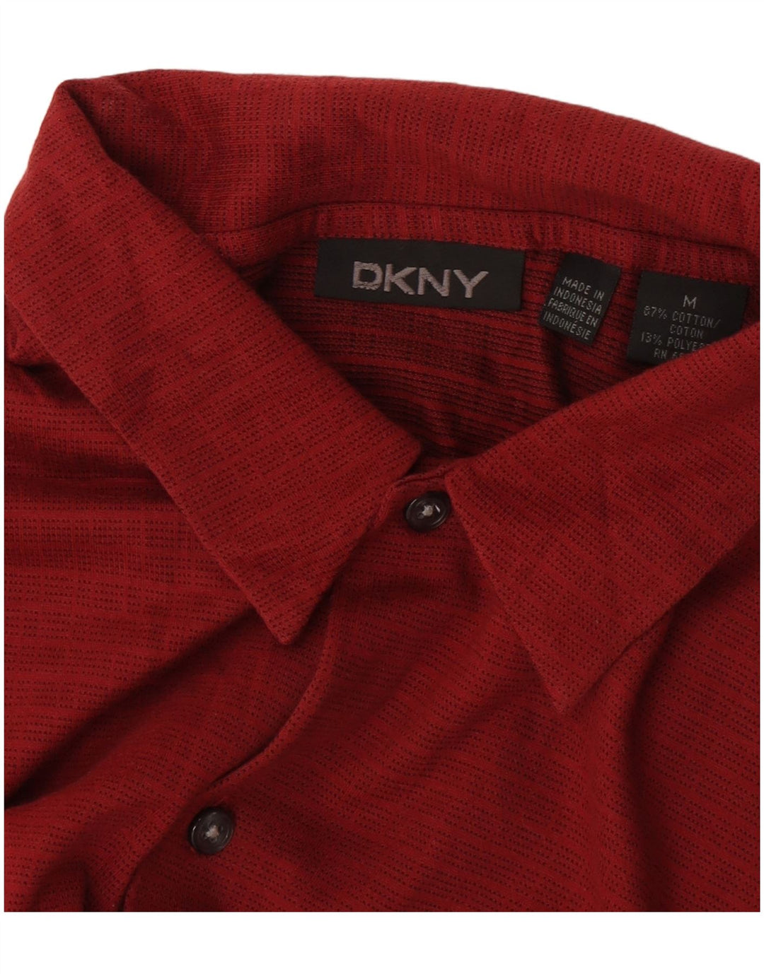 Dkny Mens Short Sleeve Shirt Medium Red Geometric Cotton