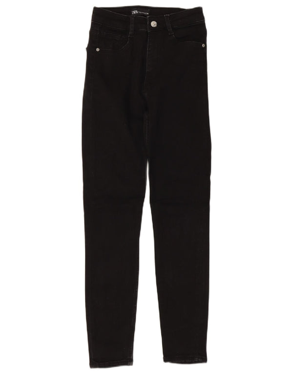 Zara Womens High Rise Skinny Jeans EU 38 Small W28 L28 Black Cotton