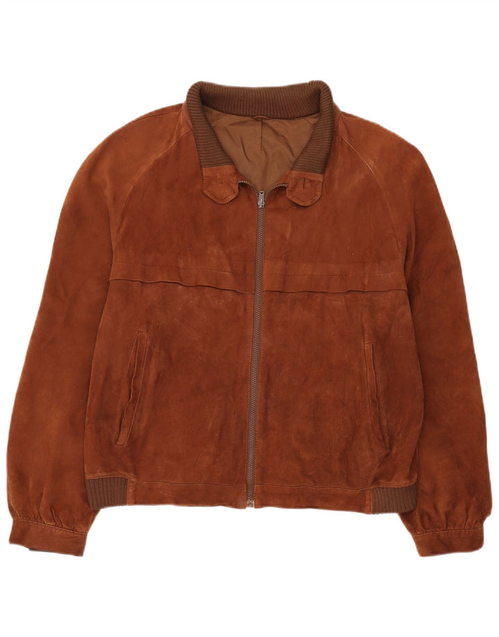 Vintage Mens Bomber Suede Jacket IT 52 XL Brown Leather