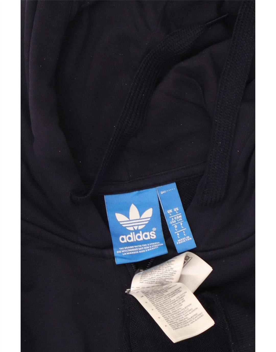 ADIDAS Mens Zip Hoodie Sweater Large Navy Blue Cotton