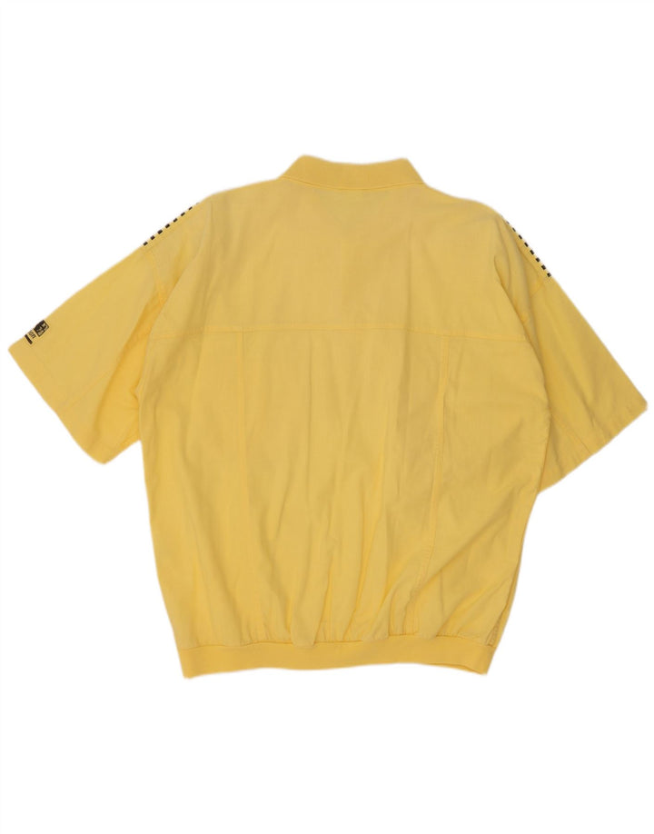 C&A Mens Graphic Short Sleeve Pullover Shirt Large Yellow Striped Cotton