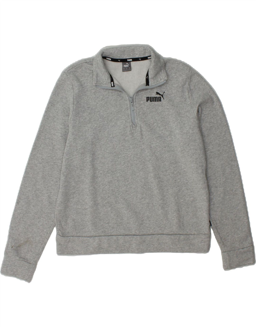 PUMA Womens Zip Neck Sweatshirt Jumper UK 14 Medium Grey Cotton Vintage Puma and Second-Hand Puma from Messina Hembry 