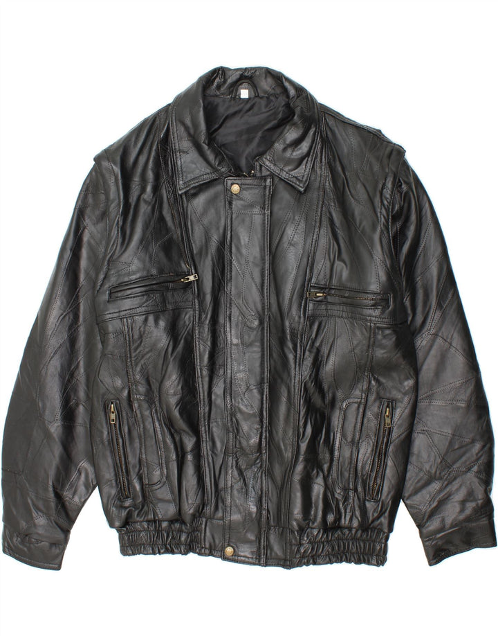 VINTAGE Mens Leather Jacket UK 40 Large Black Leather