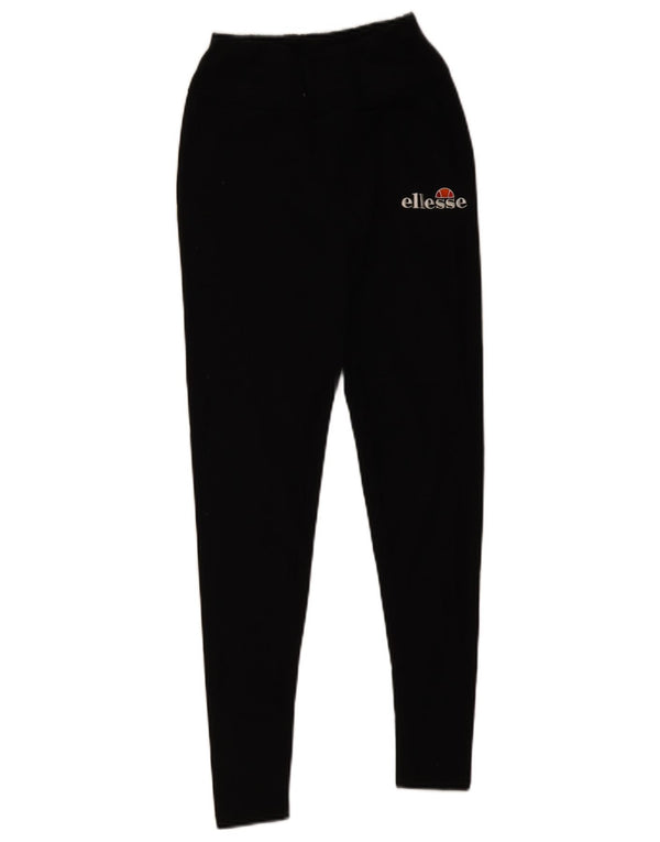 Ellesse Womens Graphic Leggings UK 10 Small Black Cotton
