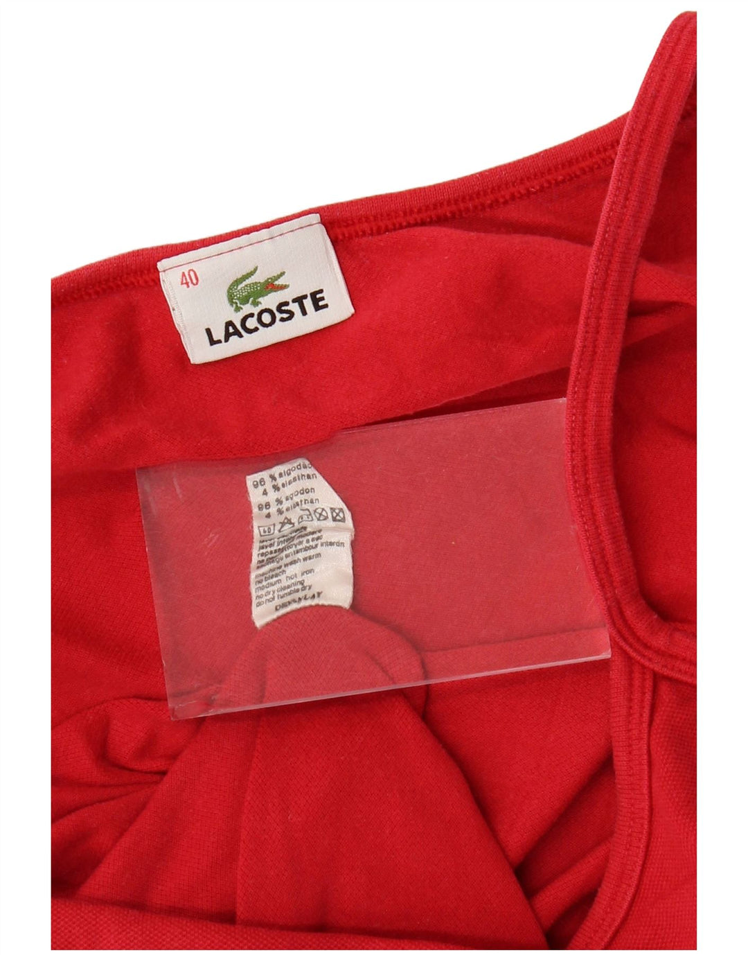 LACOSTE Womens Crop Cami Top Size 40 Medium Red Cotton
