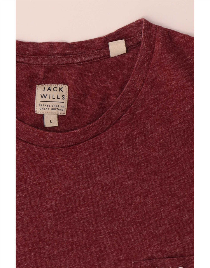 Jack Wills Mens T-Shirt Top Large Burgundy Flecked Polyester