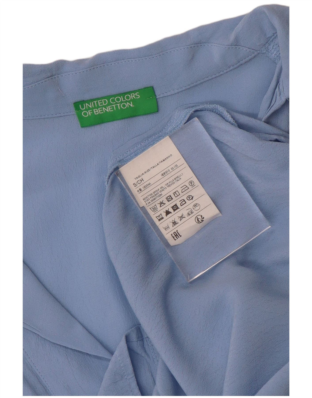 BENETTON Womens Oversized Pullover Shirt Blouse UK 10 Small Blue Viscose