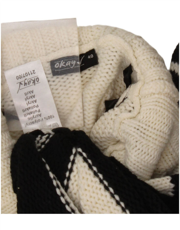 OKAY Womens Roll Neck Jumper Sweater EU 40 Medium Black Striped