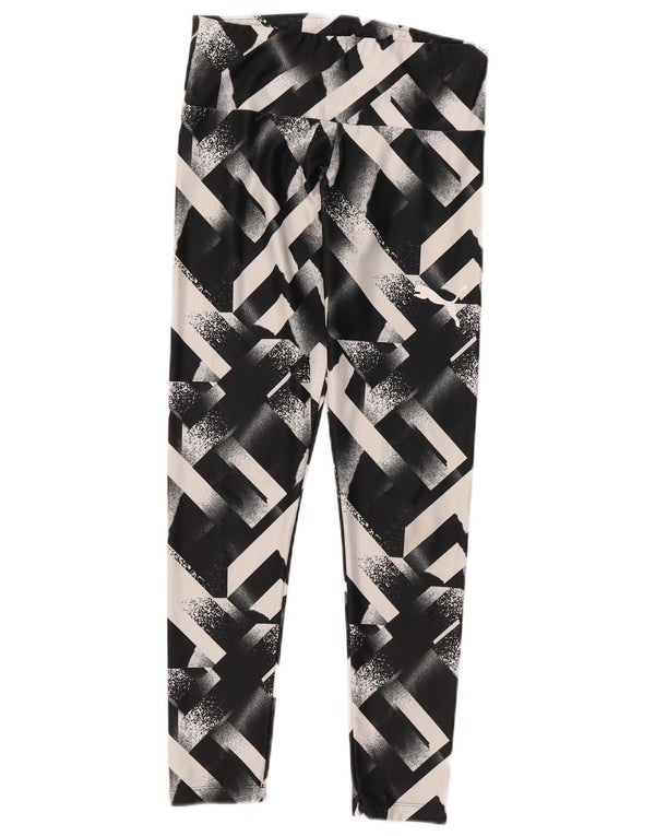 Puma Womens Leggings UK 12 Medium Black Geometric