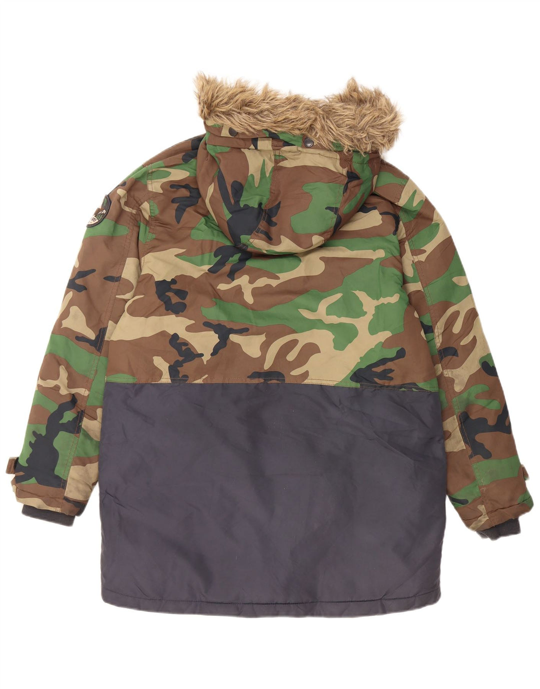 Zara Boys Hooded Parka Jacket 13-14 Years Multicoloured Camouflage