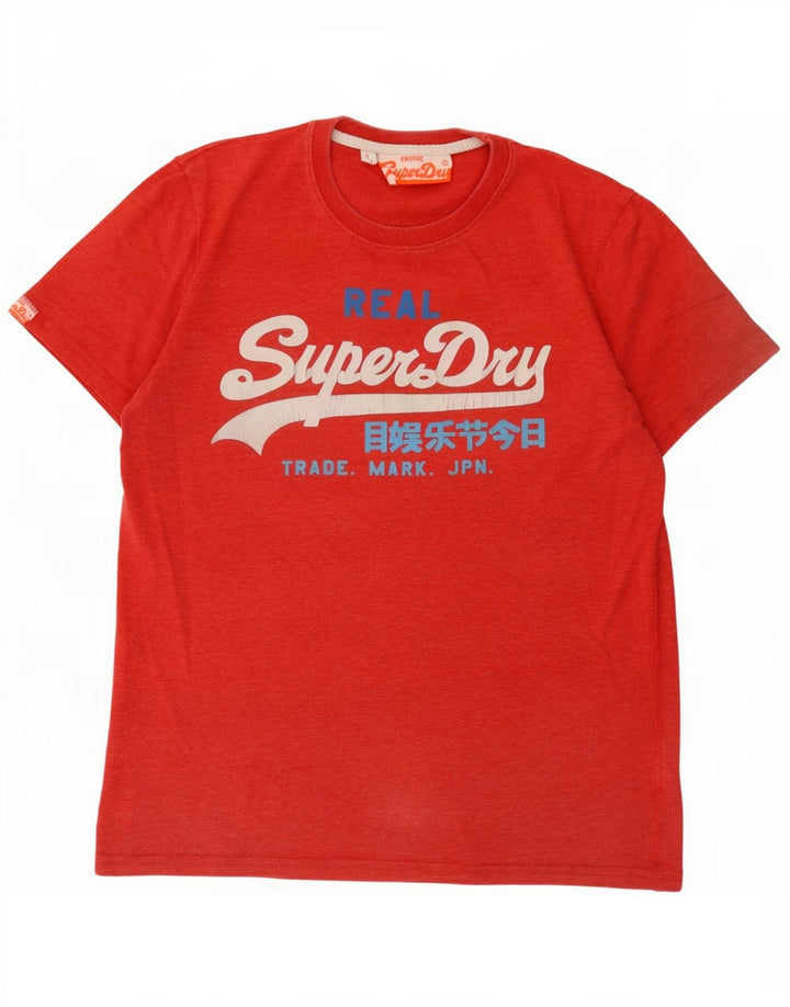 Superdry Mens Graphic T-Shirt Top Large Red Polyester