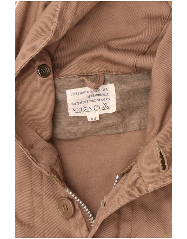 VINTAGE Mens Military Hooded Parka Jacket EU 50 Large Brown Polyester