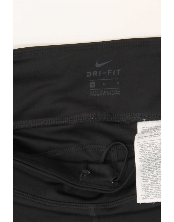 Nike Womens Dri Fit Crop Leggings UK 12 Medium Black Polyester
