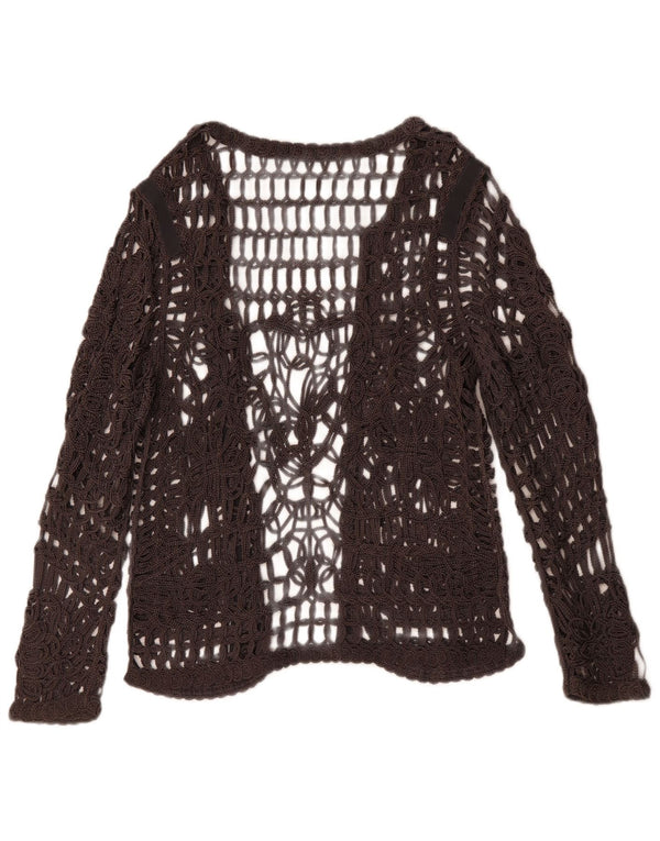 MONARI Womens Long Sleeve Crochet See Through Top UK 14 Large Grey