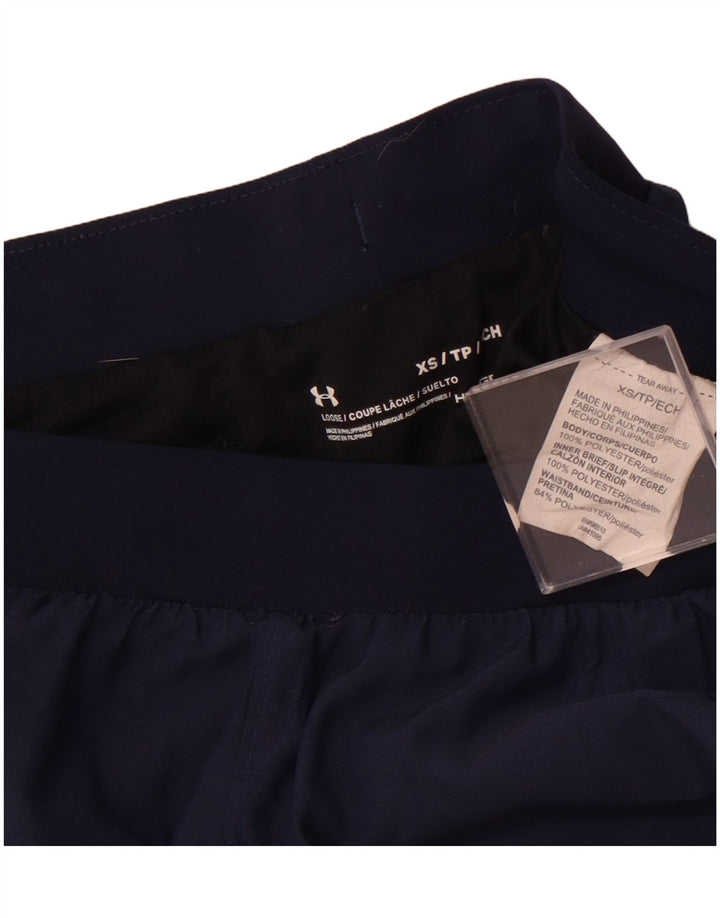 UNDER ARMOUR Womens Heat Gear Sport Shorts UK 4 XS  Navy Blue Polyester