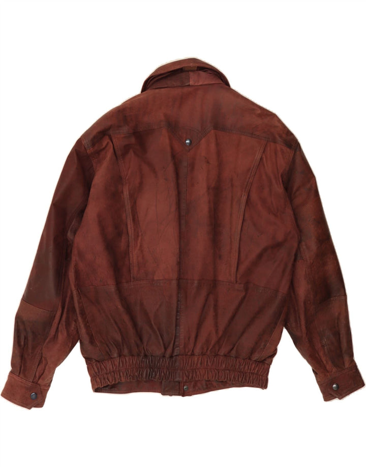 VINTAGE Mens Leather Jacket IT 50 Large Brown Leather