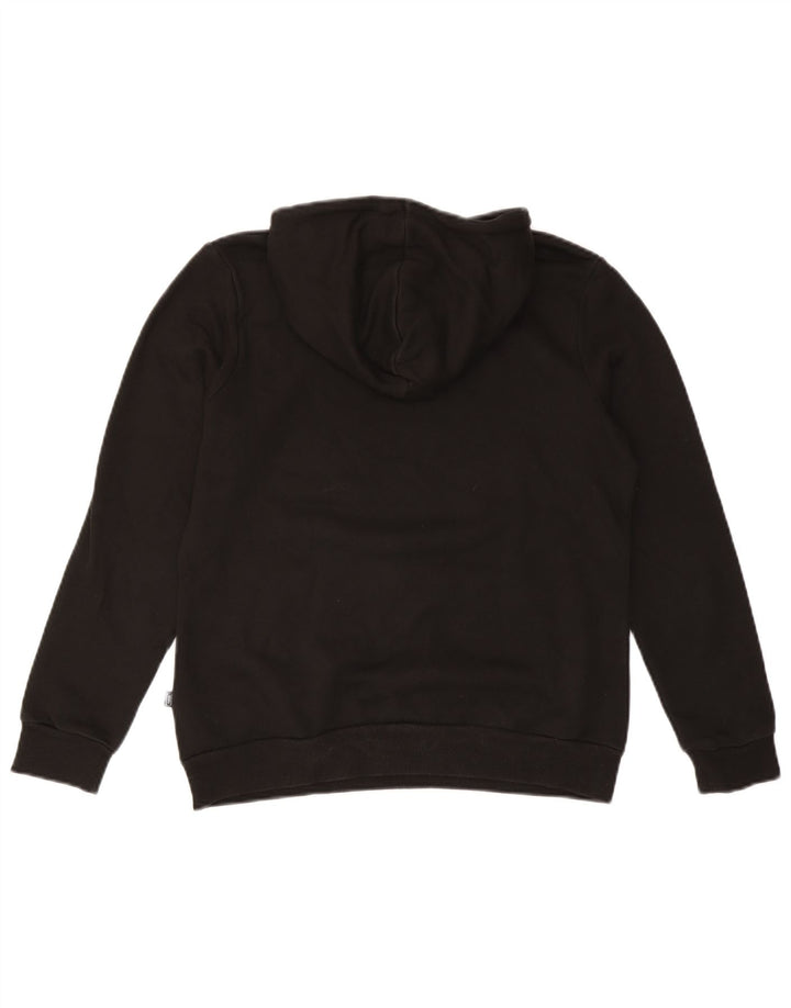 PUMA Womens Graphic Hoodie Jumper UK 14 Medium Black Cotton