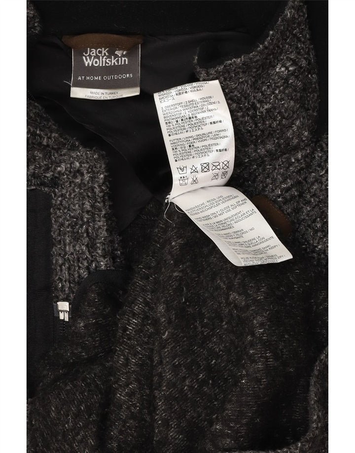 JACK WOLFSKIN Womens Hooded Duffle Coat UK 12/14 Medium Grey Polyester