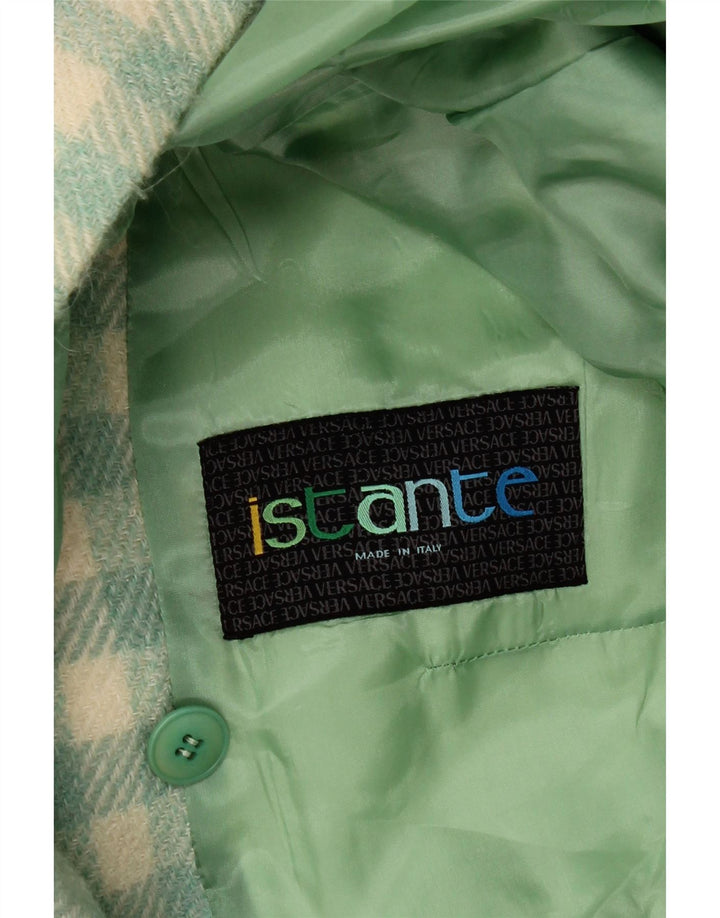 Istante Womens Double Breasted Coat UK 14 Medium Green Check