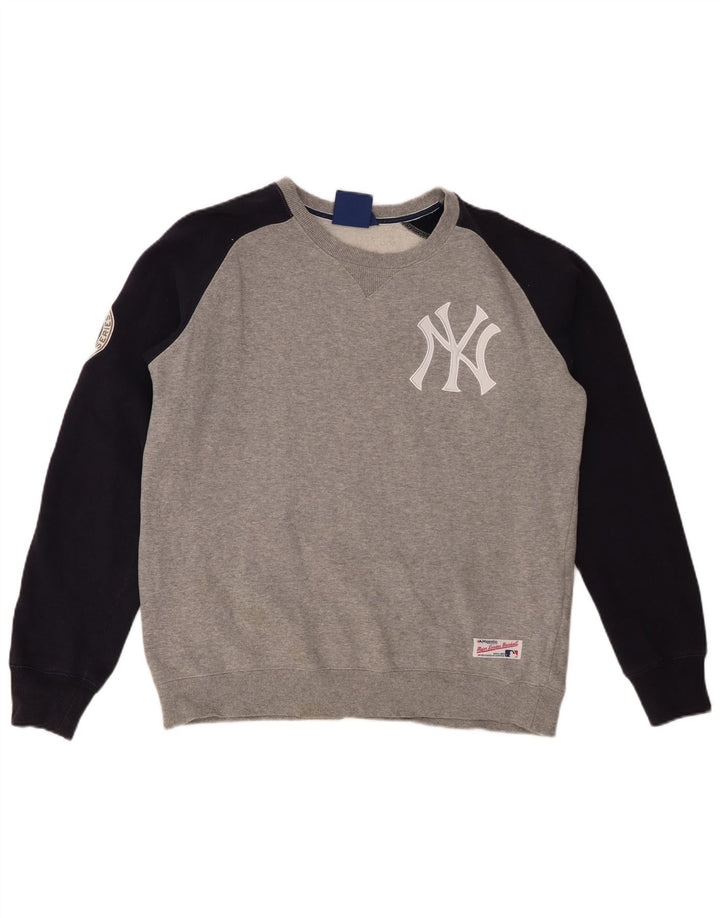 MAJESTIC Womens New York Yankees Sweatshirt Jumper UK 16 Large Grey