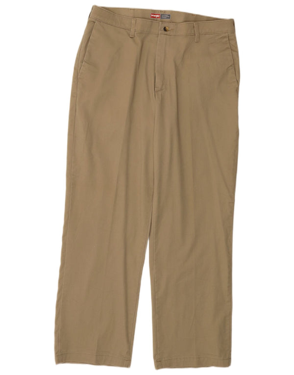 WRANGLER Mens Comfort Fit Straight Chino Trousers W34 L30 Beige Cotton