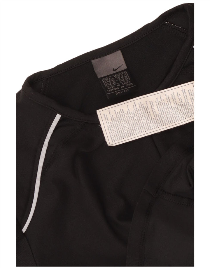 NIKE Womens Dri Fit Zip Neck T-Shirt Top UK 14/16 Large Black Polyester