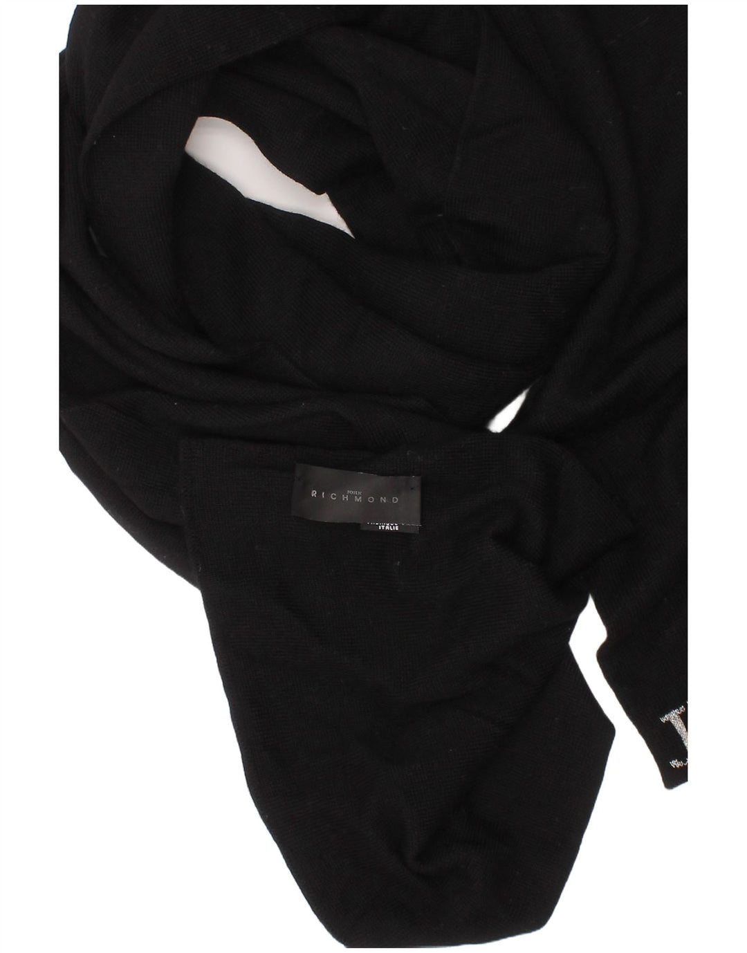 RICHMOND Mens Graphic Rectangle Scarf One Size Black Wool Classic