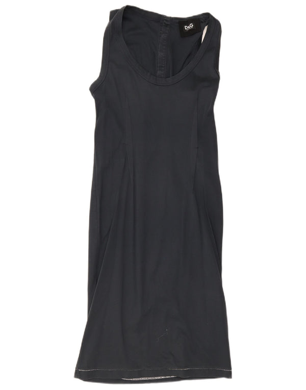 Dolce & Gabbana Womens Sleeveless T-Shirt Dress UK 8 Small Navy Blue Cotton