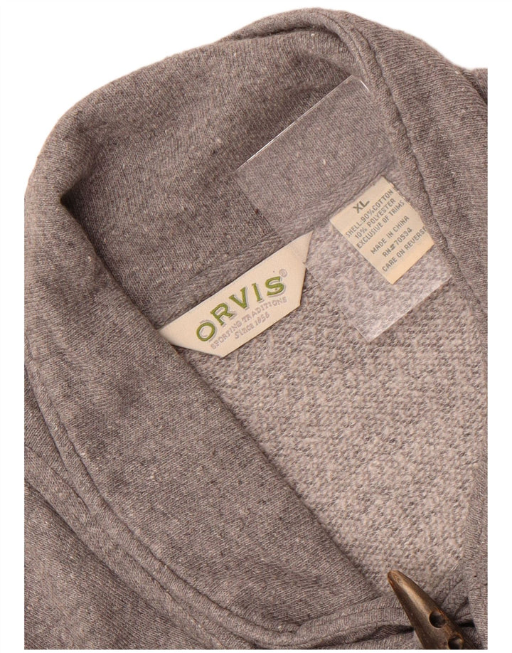Orvis Mens Shawl Neck Sweatshirt Jumper XL Grey Cotton