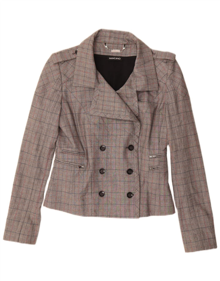Vintage Womens Double Breasted Blazer Jacket IT 44 Medium Grey Check