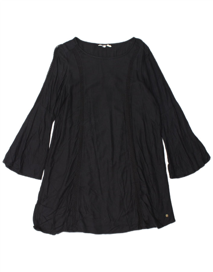 ROXY Womens Long Sleeve A-Line Dress UK 10 Small Black Cotton