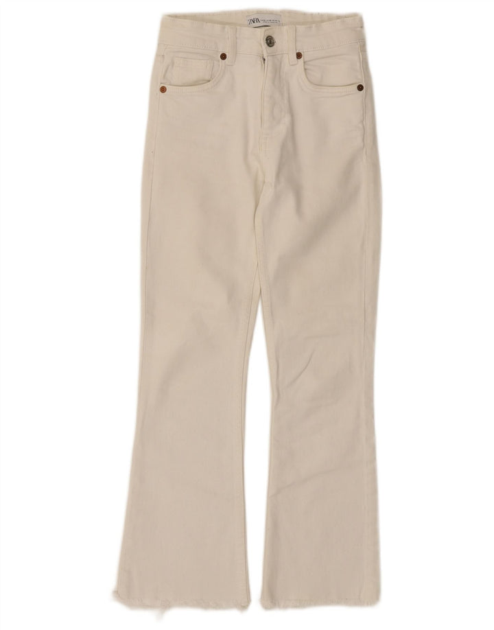 ZARA Womens Crop Bootcut Jeans W22 L26 Off White