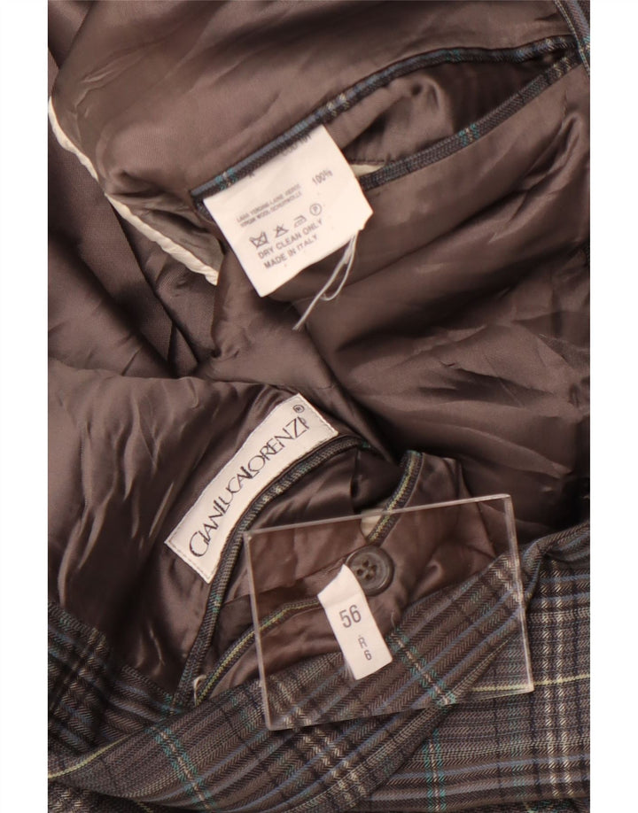 Gianluca Lorenzi Mens 2 Button Blazer Jacket IT 56 3XL Grey Check Wool