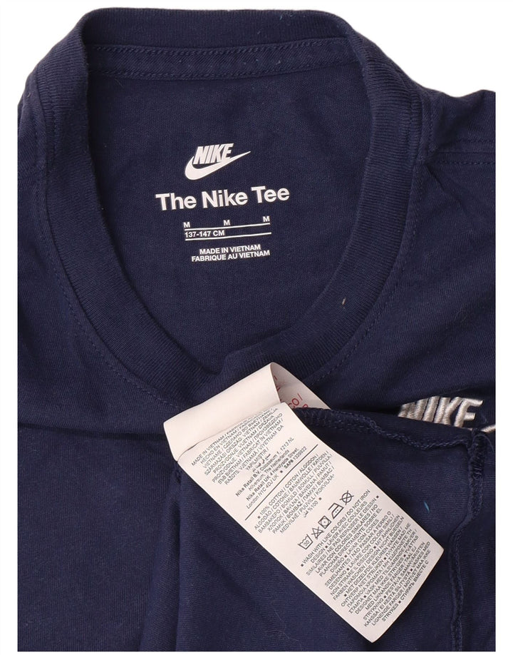NIKE Boys T-Shirt Top 10-11 Years Medium Navy Blue Cotton