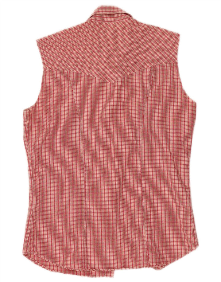 WRANGLER Womens Sleeveless Shirt UK 12 Medium Red Check Polyester